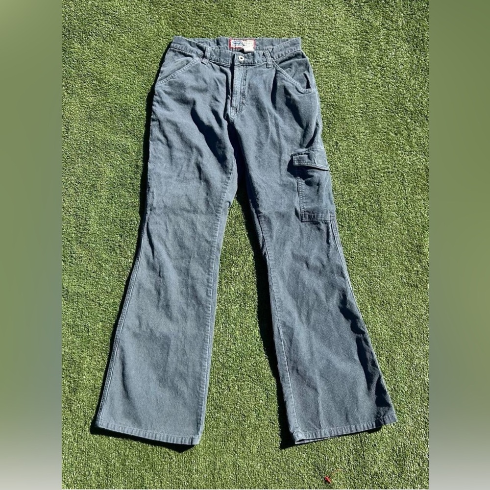 Blue Y2k Old Navy Corduroy Cargo Flare Pants